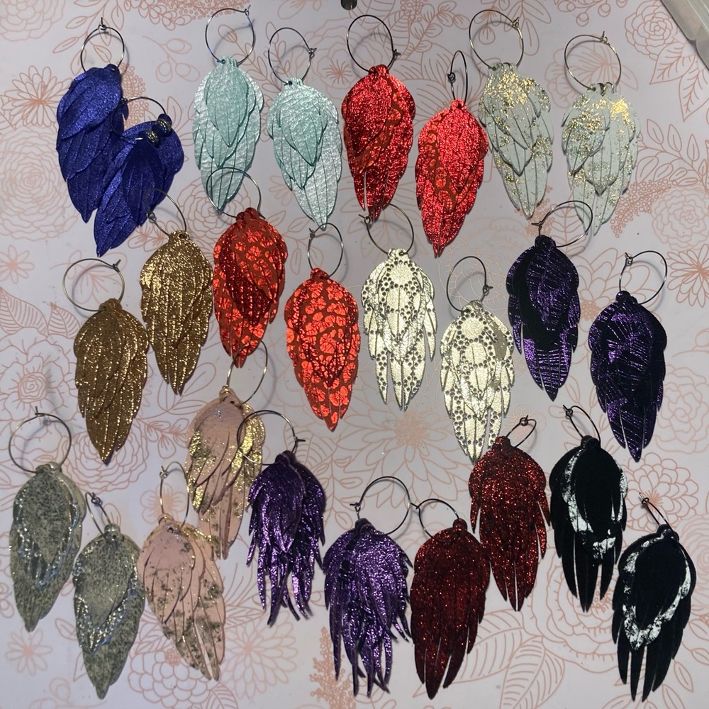 Genuine leather fringe earrings! Triple layer